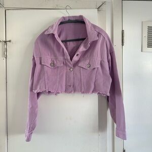 Cropped Purple Nasty Gal Denim Jacket